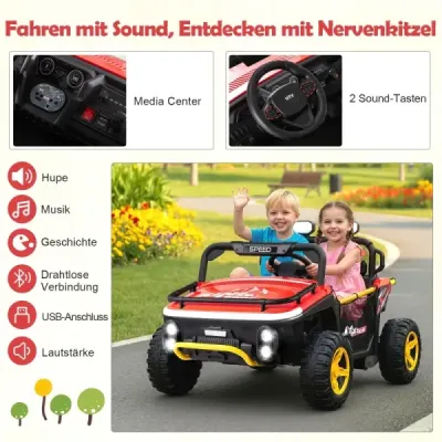 24V dětské elektrické autíčko 2místné elektrické autíčko s klaksonem hudbou a světlem dětské autíčko na dálkové ovládání červené