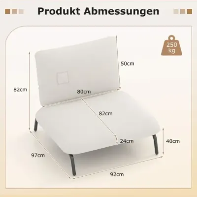 Übergroßer Akzentstuhl mit Extra Breitem & Tiefem Sitz Polsterstuhl Belastbar bis 250 kg Beige