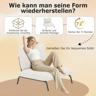 Übergroßer Akzentstuhl mit Extra Breitem & Tiefem Sitz Polsterstuhl Belastbar bis 250 kg Beige