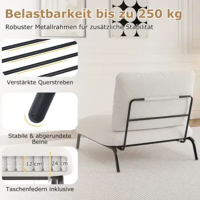 Übergroßer Akzentstuhl mit Extra Breitem & Tiefem Sitz Polsterstuhl Belastbar bis 250 kg Beige