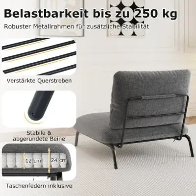 Nadměrná akcentová židle s extra širokým a hlubokým sedákem, čalouněná, nosnost až 250 kg, šedá