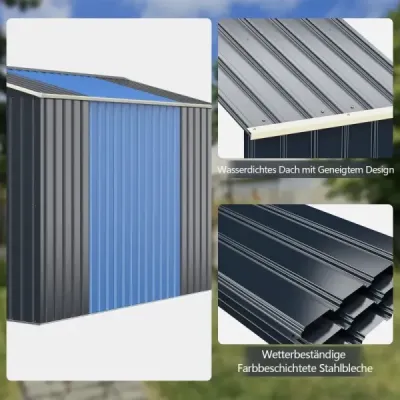 Kovová kůlna na nářadí Rozšířená – 213 x 191 x 195 cm Uzamykatelná kůlna na nářadí Zahradní domek se 4 větracími otvory