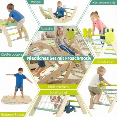 Sada 3 kusů prolézaček Skládací prolézačka ve tvaru trojúhelníku s prolézačkou a skluzavkou  prolézačka ve tvaru trojúhelníku