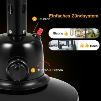 Terasový ohřívač pro desku stolu s výkonem 4000 W a ochranou proti přehřátí Stolní ohřívač černý
