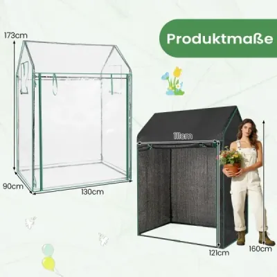 Malý rajčatový skleník 129 x 80 x 173 cm Přenosný fóliový skleník s černou síťovinou proti slunci