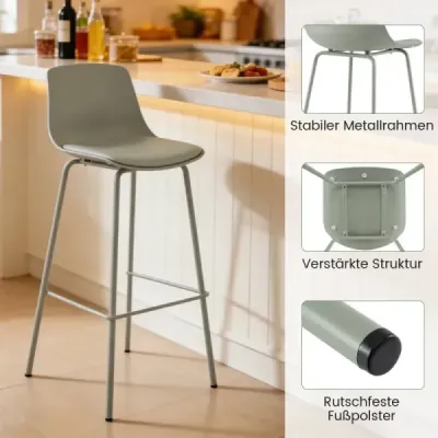 Sada 4 barových židlí s umělou kůží Čalouněné sedáky a opěradla Barová židle Bistro židle