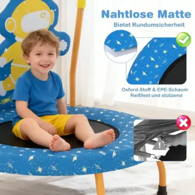 Dětská trampolína φ71 cm s madlem a okrajovým krytem Mini trampolína s motivem astronautů Dětská trampolína