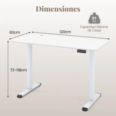 Elektrický stojací stůl výškově nastavitelný stůl s háčkem na sluchátka ergonomický sedací-stojací stůl Bílý