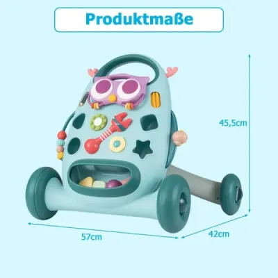 Běžecký vozík s odnímatelným oválným hráčem a třídičem tvarů Běžecký vozík Modrý