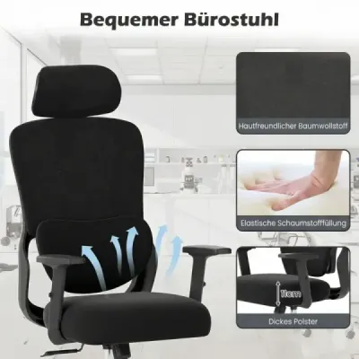 Ergonomická kancelářská židle s nastavitelnou opěrkou hlavy a bederní opěrkou Kancelářská židle Černá