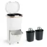 38L kuchyňský odpadkový koš s víkem, 2 vyjímatelnými nádobami, nožním pedálem a kolečky, bílý