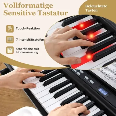 88klávesové elektronické piano s nastavitelným stojanem, stoličkou a sustain pedálem Klávesy Černá