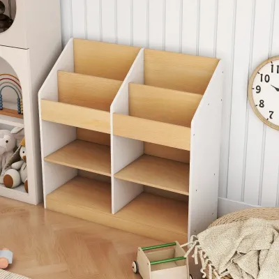 Knihovna Dětská knihovna pro batolata se 4 stojatými kostkami a 4 úložnými přihrádkami, bílá
