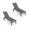 Sada 2 lehátek s kolečky Zahradní lehátko s nastavitelným opěradlem Lehátko Šedá
