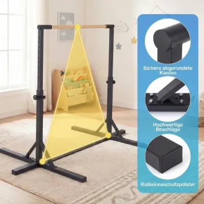 Gymnastická hrazda horizontální gymnastická hrazda s 12stupňovým nastavením výšky od 85 do 145 cm Hrazda Černá