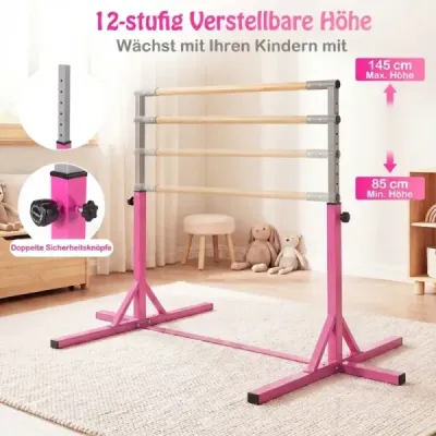 Gymnastická hrazda horizontální hrazda s 12stupňovým nastavením výšky od 85 do 145 cm Hrazda Rosa