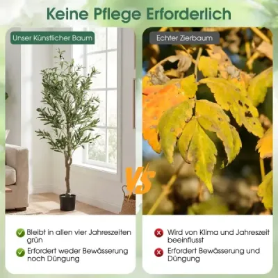 Sada 2 umělých olivovníků s realistickými plody a mechem Moderní umělé stromy v květináčích
