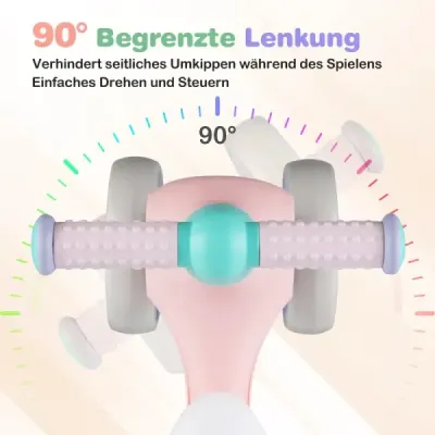 Dětské odrážedlo s nastavitelným měkkým sedadlem a 4 tichými koly bez pedálů, růžové