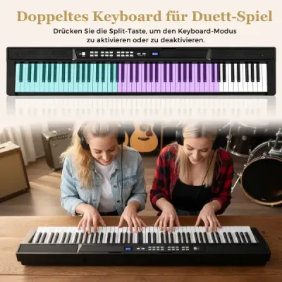 88klávesové elektronické piano s nastavitelným stojanem, stoličkou a sustain pedálem Klávesy Černá