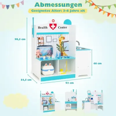 Dětská lékařská sada s 27 doplňky Lékařské centrum s EKG monitorem Modrá