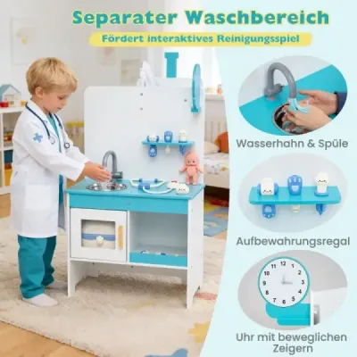 Dětská lékařská sada s 27 doplňky Lékařské centrum s EKG monitorem Modrá