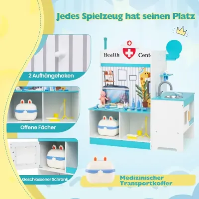 Dětská lékařská sada s 27 doplňky Lékařské centrum s EKG monitorem Modrá