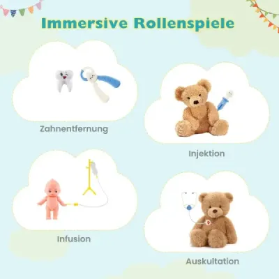 Dětská lékařská sada s 27 doplňky Lékařské centrum s EKG monitorem Modrá