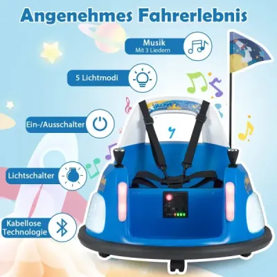 Dětské elektrické autíčko 12V, na baterie s blikajícími světly, na dálkové ovládání, modré