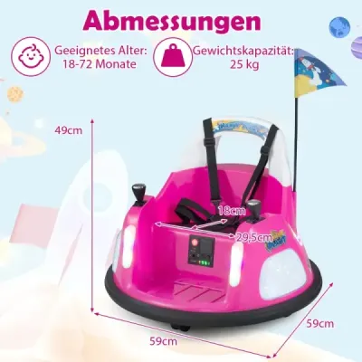 Dětské elektrické autíčko 12V, na baterie s blikajícími světly a dálkovým ovládáním, růžové