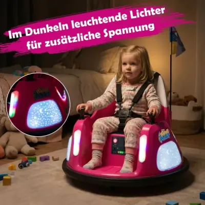 Dětské elektrické autíčko 12V, na baterie s blikajícími světly a dálkovým ovládáním, růžové