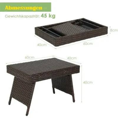 Skládací konferenční stolek Venkovní stolek s vrchní deskou z PVC 60 x 40 x 40 cm Hnědý