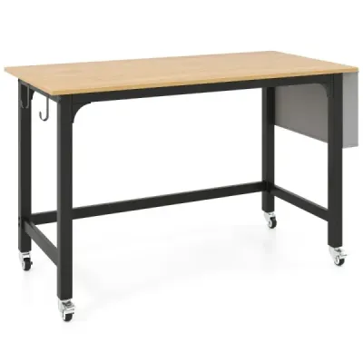 Stůl s kolečky Počítačový stůl s odnímatelnou látkovou taškou a háčkem na sluchátka 120 x 60 x 75 cm dřevo