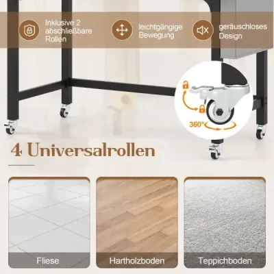 Stůl s kolečky Počítačový stůl s odnímatelnou látkovou taškou a háčkem na sluchátka 120 x 60 x 75 cm dřevo