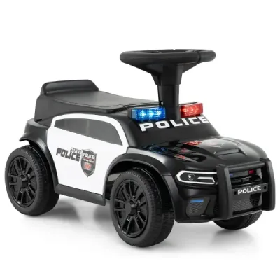 Policejní odrážedlo pro batolata, odrážedlo s blikajícími světly, hudbou, sirénou, černé