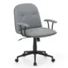 Ergonomická kancelářská židle, kancelářská židle z umělé kůže s polstrovanými područkami a širokým sedákem, šedá