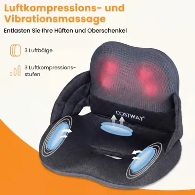 Masážní polštář na záda s funkcí vyhřívání, skládací masážní polštář Shiatsu, ergonomický opěrný polštář