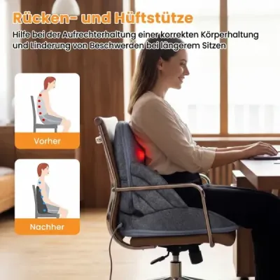 Masážní polštář na záda s funkcí vyhřívání, skládací masážní polštář Shiatsu, ergonomický opěrný polštář