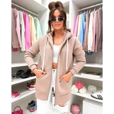 Dámská tlustá mikina na zip cappuccino MODA551
