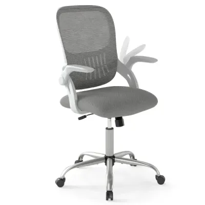 Ergonomická kancelářská židle se skládacími područkami a houpací funkcí, počítačová židle, šedá