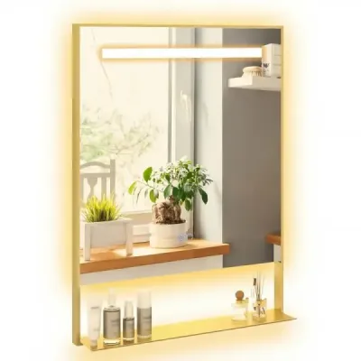 LED koupelnové zrcadlo se 3 barvami světla a nastavitelným jasem, nástěnné kosmetické zrcadlo, 80 x 60 cm