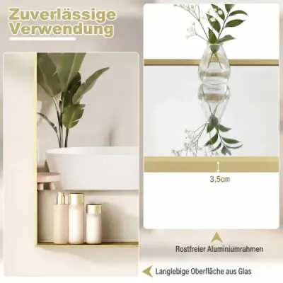 LED koupelnové zrcadlo se 3 barvami světla a nastavitelným jasem, nástěnné kosmetické zrcadlo, 80 x 60 cm