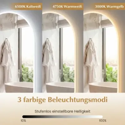Osvětlené koupelnové zrcadlo 80 x 50 cm s funkcí proti zamlžování, nástěnné zrcadlo, oválné zrcadlo