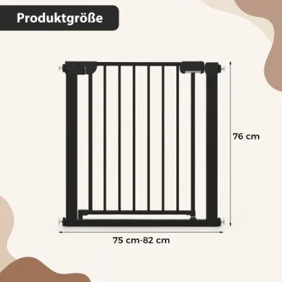Schodišťová branka bez vrtání, šířka 75-82 cm, bezpečnostní branka s automatickým zavíráním, černá