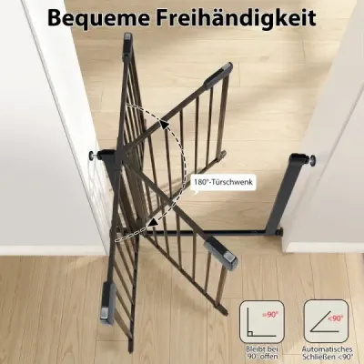 Schodišťová branka bez vrtání, šířka 75-82 cm, bezpečnostní branka s automatickým zavíráním, černá
