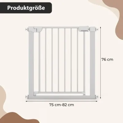 Schodišťová branka bez vrtání, šířka 75-82 cm, bezpečnostní branka s automatickým zavíráním, bílá