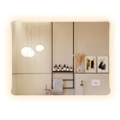 LED koupelnové zrcadlo s 3barevným osvětlením a úpravou proti zamlžování, nástěnné zrcadlo, kosmetické zrcadlo, 80 x 60 cm
