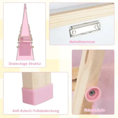 Výškově nastavitelný kreslicí stůl pro děti, oboustranný stojan s magnetickou tabulí, přírodní barva