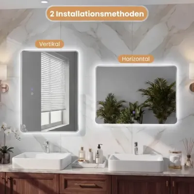 LED koupelnové zrcadlo s protizamlžovací funkcí, stmívatelné osvětlené kosmetické zrcadlo 70 x 50 cm