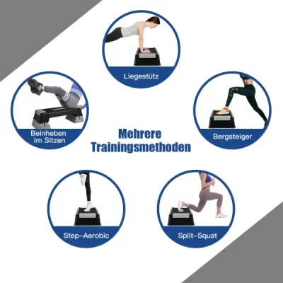 Výškově nastavitelný aerobikový stepper se 3 stupni 12 / 17 / 22 cm Fitness stepper šedý