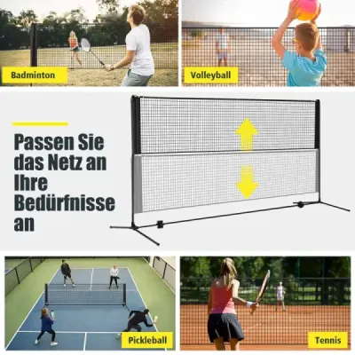 Síť na badminton se stojanem, nastavitelná síť na badminton pro venkovní použití, černá
